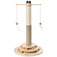 Interactive Cat Scratching Post with 2 Tier Ball Track and Hanging 22 Inch