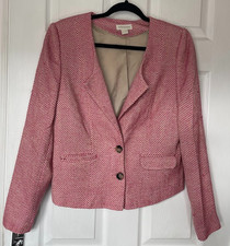 Monsoon Pink Tweed Blazer Jacket UK 14 Textured Workwear Smart Casual Occasion