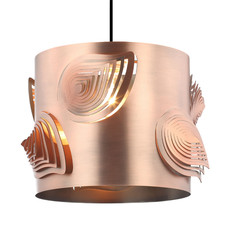 Antique Copper Metal Easy Fit Pendant Lamp Shade with Laser Cut Leaves by Hap...