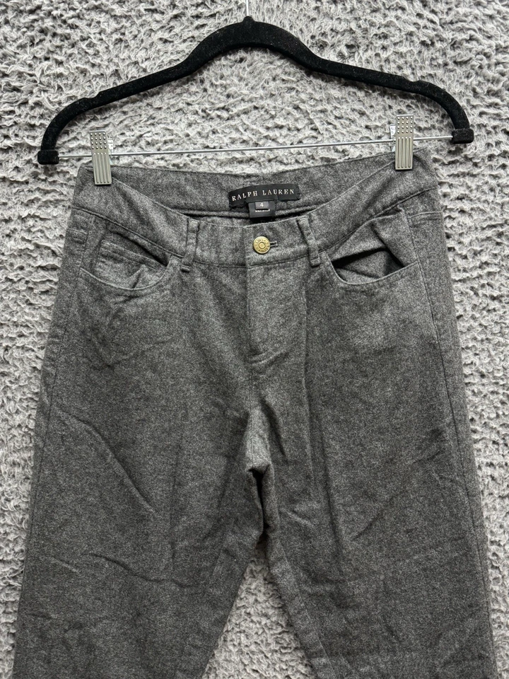 Pantalón Ralph Lauren Negro Etiqueta Acampanado Bootcut Para Mujer 4 Tiro Mediano Gris Lana Foto 3 de 4
