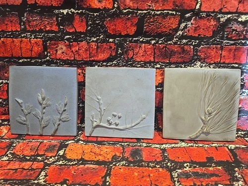 UNIQUE VINTAGE (3) Van Briggle Tile Tree Motif Maple & Pine