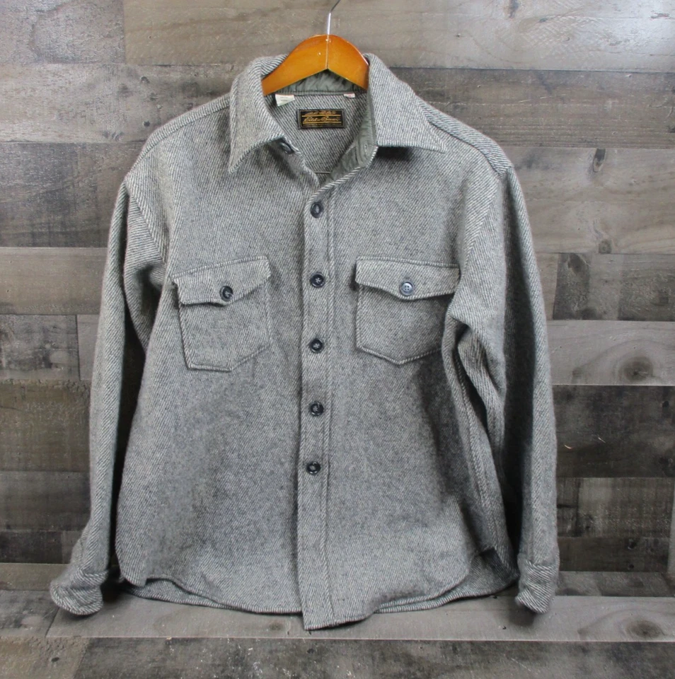 Camisa Chaqueta De Colección Eddie Bauer Para Hombres XL Mezcla de Lana Botón Tareas Chamarra EE. UU. 90s Foto 2 de 4