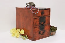 Chinese Antique Lacquer Jewelry or Collector Chest #56391