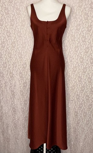 Whistles Woman’s Long Copper Bias Cut Opaque Slinky Sleeveless Shift Dress SZ6