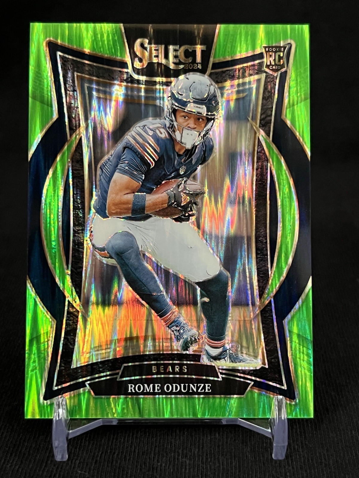 2024 Panini Select - Concourse Rome Odunze #3 Neon Green Shock Prizm /599 (RC)