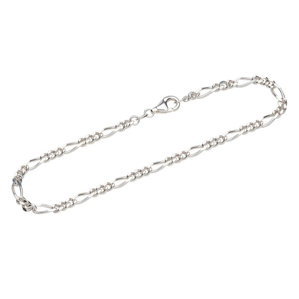Armband 925 Sterling Silber 19Cm Figaro Panzerkette Diamantiert Damen Armkette-image