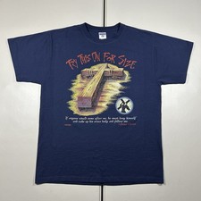 Vintage y2k Jesus T Shirt Size Large "Try This On For Size" Cross Graphic Christ