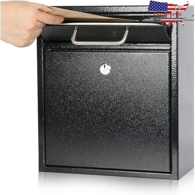 Lockable Wall Mount Mailbox Durable Steel Outdoor Easy Install Mail Drop Box New