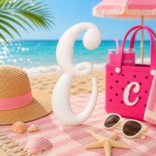 White Letter E Initial 'E'  Bogg Bag charm tote bag charm New 4 in length