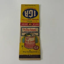 IGA Sno-Kreem The Fresh Creamy Shortening Vintage Matchbook Cover SMB6-2