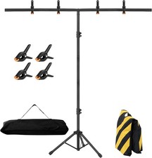 6.5x3.2ft T-Shape Backdrop Stand, Adjustable Background 6.5 x 3.2 ft, Black