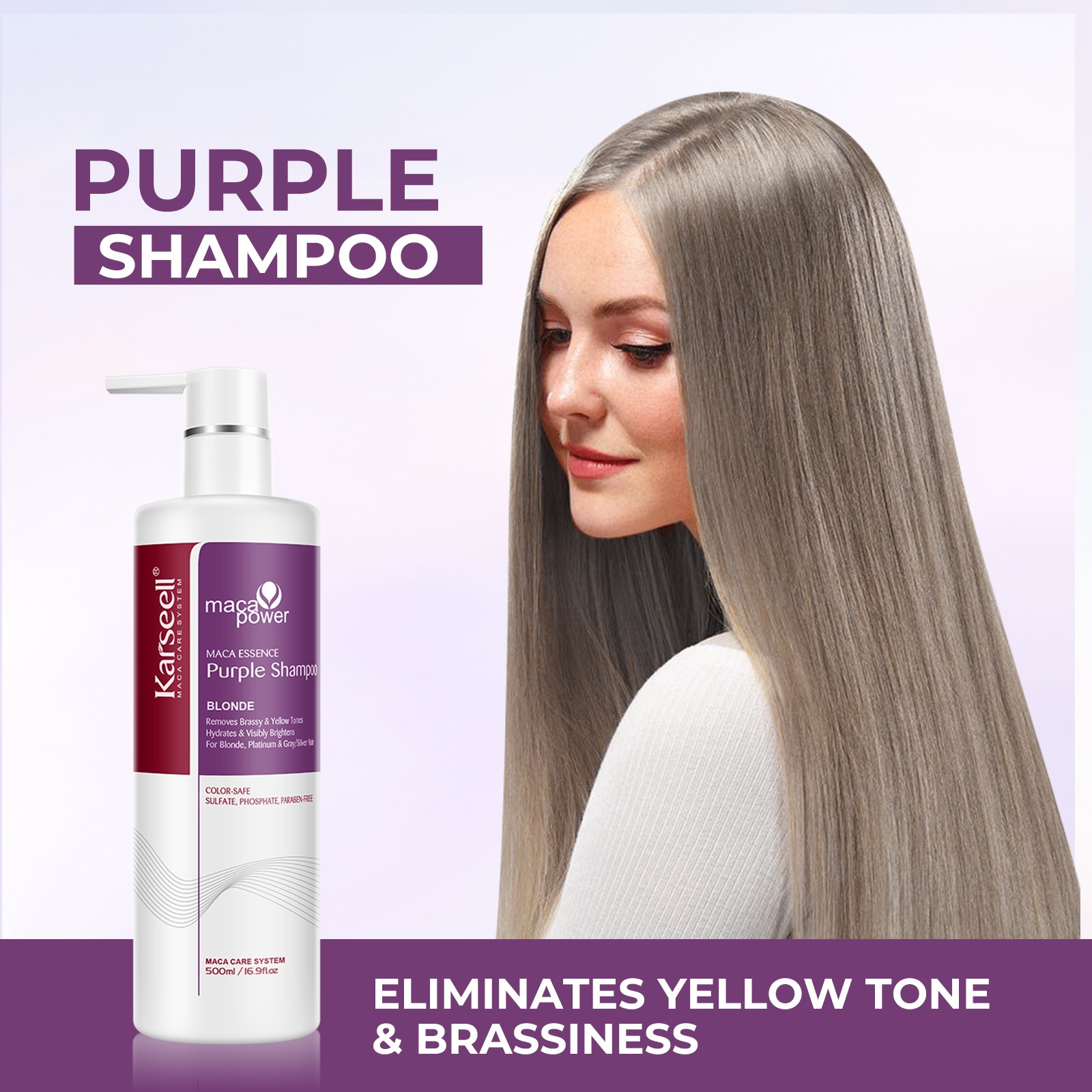 Karseell Purple Shampoo Professional Neutralizes Brass & Yellow Tones