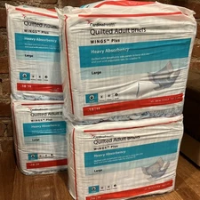 (72 Pads) Cardinal Health Wings Briefs Plus Heavy Absorbency Size Large L