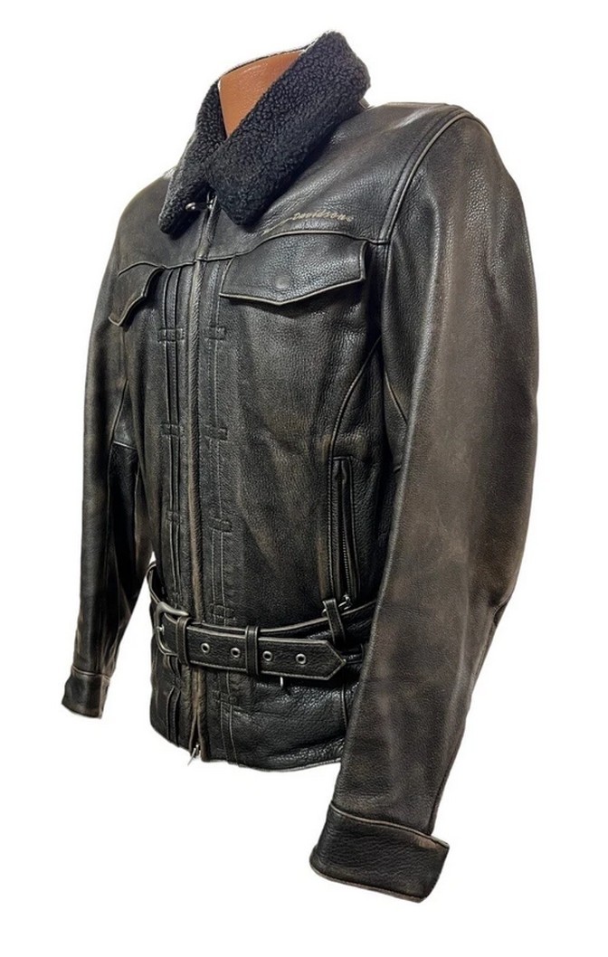 Harley Davidson L FRONTIER Leather Jacket Removable Fur Collar