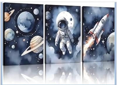 3-Piec Astronaut and Space Canvas Wall Art Set