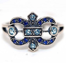 3CT Aquamarine 925 Sterling Silver Art Deco Ring Sz 8 FB9-3