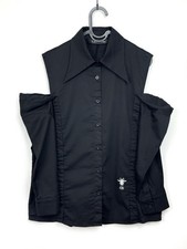 Christian Dior Shirt Black Button Embroidered Bee Long Sleeve Women's Size S