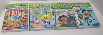 4 Leap Frog LeapPad Explorer Learning Game Dora SpongeBob Toy Story 3 I Spy EUC 