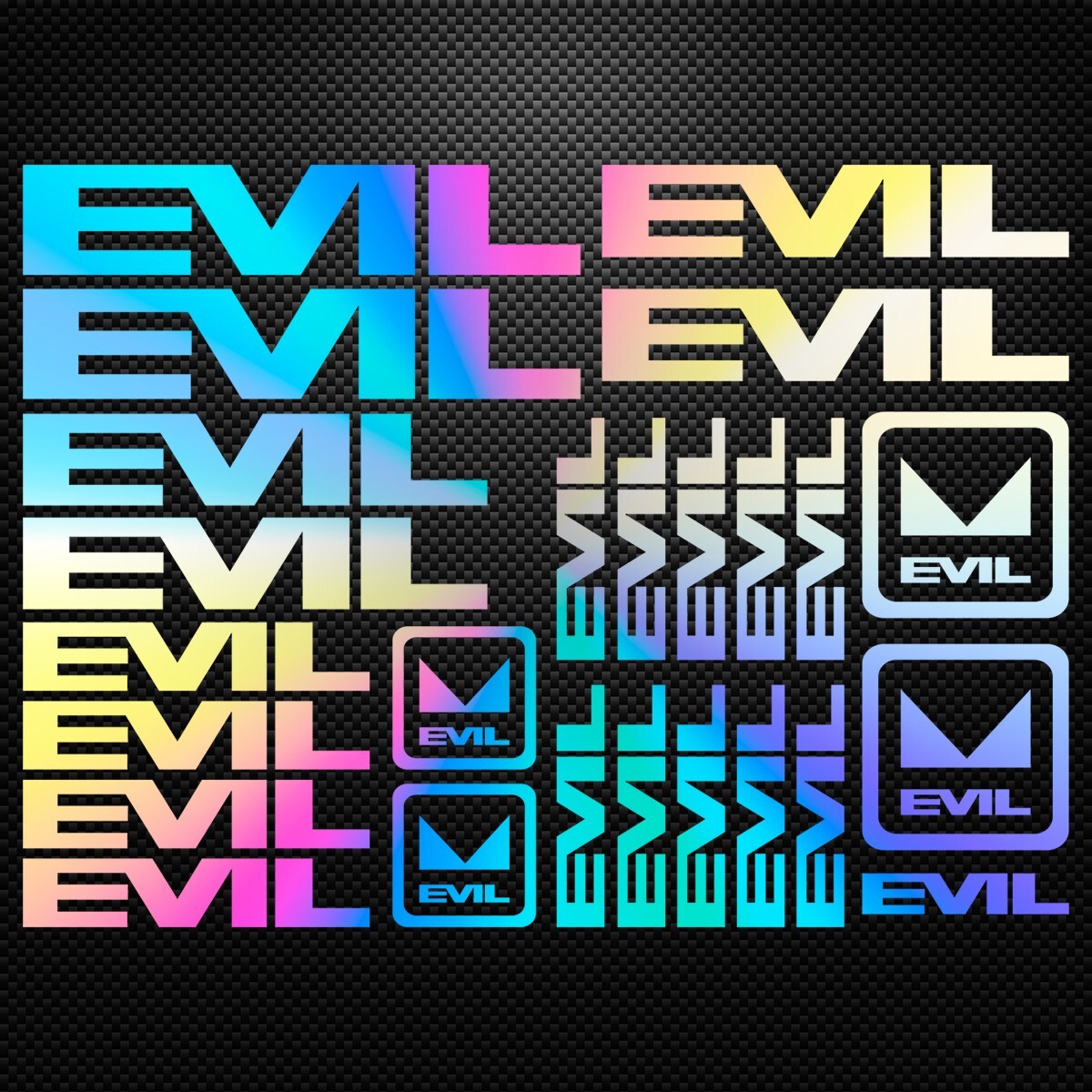 EVIL - KIT Holographic Vinyl Decal Stickers Sheet Bike Frame Cycling ...