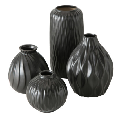 Boltze Vase Zalina 4-teilig schwarz, Blumenvase, Keramik Vase für Blumen