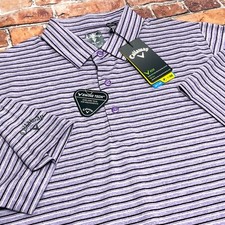 Callaway Men Short Sleeve UPF50 Opti Dri Swing Tech Striped Golf Polo Shirt L