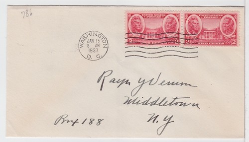 TurtlesTradingPost - Army Navy - 2 Cent Army #786 1937 FDC No Cachet Pair - 第 1/1 張圖片