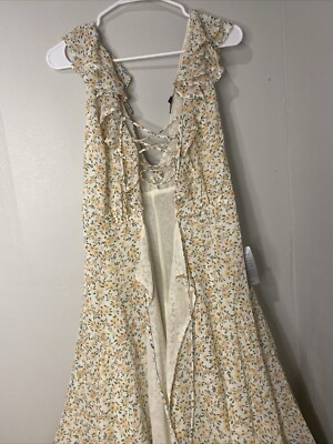 lulus dress Or Cover Up Size Small NWT Floral Yellow Print