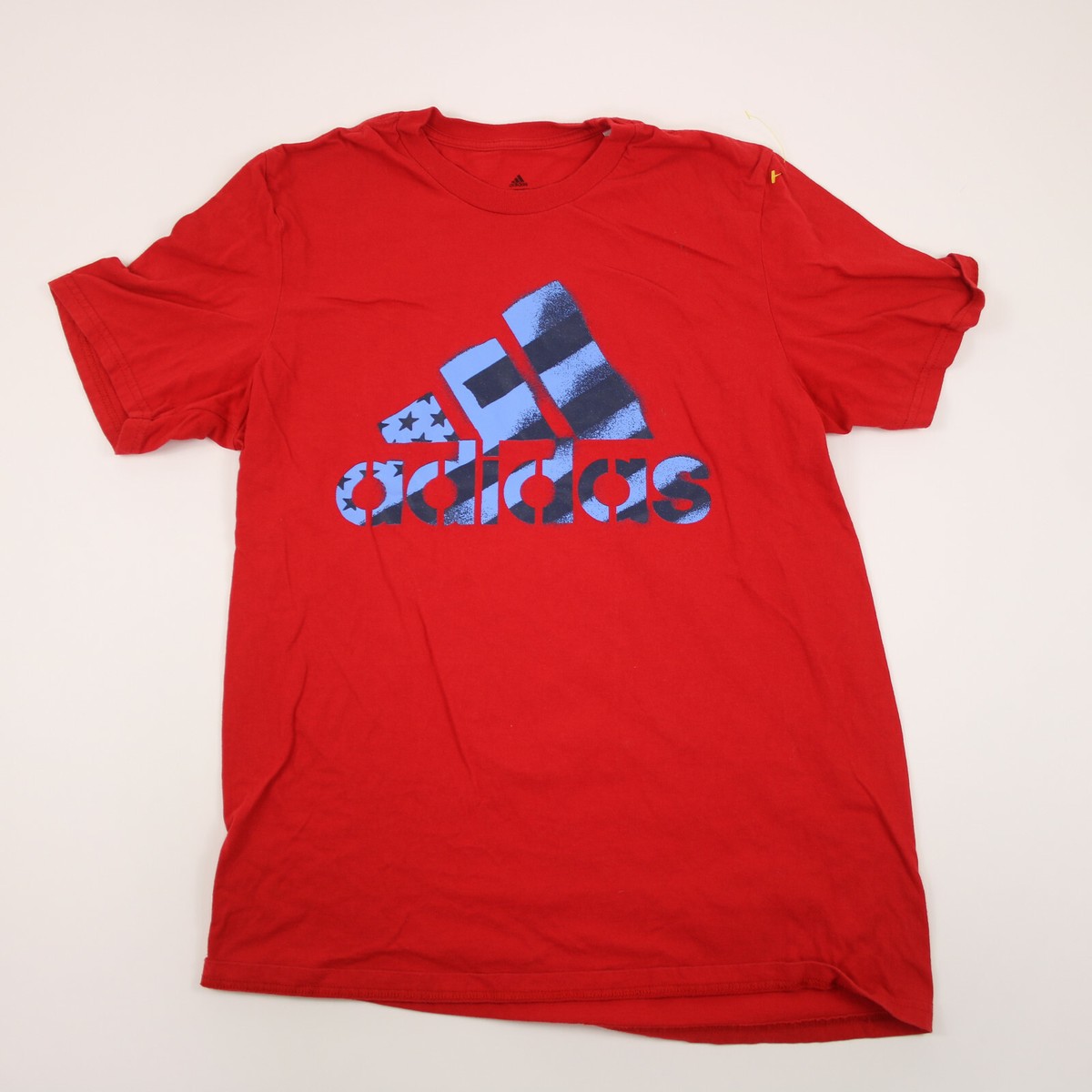Tシャツ・カットソー ADIDAS ORIGINALS Men T-shirt Red IT7802 AETG Adidas Shirt Adult Medium Red Blue & Black Logo Short Sleeve