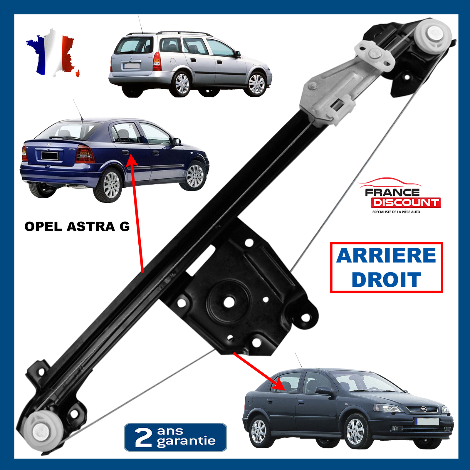 Lève-vitre arrière droit robuste pour Opel Astra G Break - Qualité supérieure 90521878