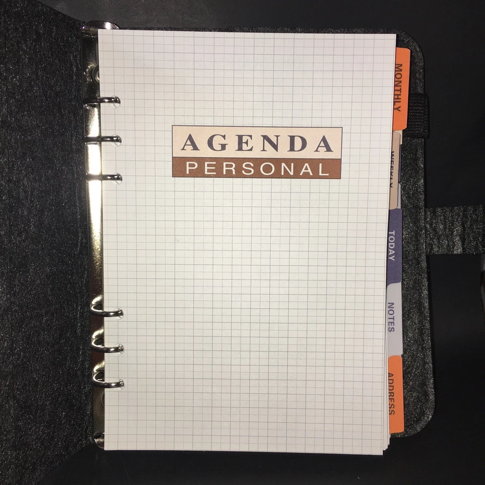 Carpeta de agenda planificador diario gris carbón hoja suelta recargable sin fecha Foto 4 de 4