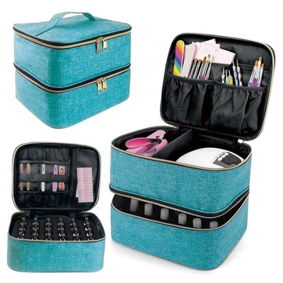 Nagellack-Organizer, Handheld, doppelschichtig, Kosmetik-Tasche, Kosmetik-Set