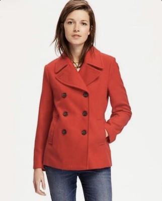 red wool peacoat