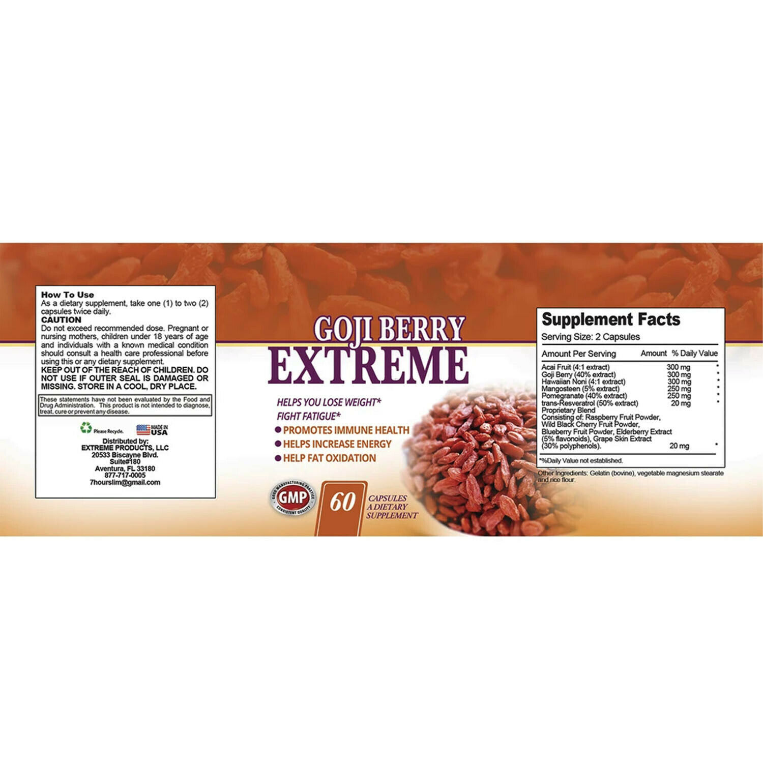 Probiotics Immune Health Supplement & Goji Berry Weight Loss Fat Burner Pills