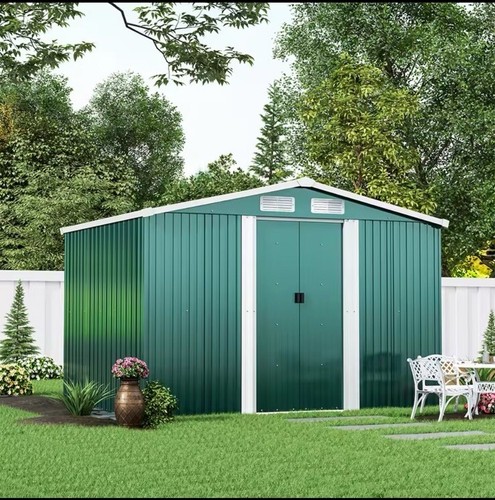 Gartenlager 8 x 8 Fuß Grün Außenlagerschuppen Korrosionsbeständig Schuppen