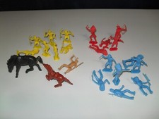Vintage toy Indians 60's-70's lot of 22 blue,red,yellow