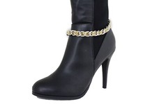 Women Silver Boot Bracelet Metal Chain Shoe Charm Bling Shiny Gold Mesh Beads