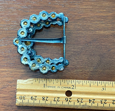 Vintage Art Deco Rhinestone Bow‎ Belt Buckle Silver Tone Pot Metal Dress Retro Vintage Art Deco Pot Metal Silver Tone Metal Rhinestone Belt  main image 2
