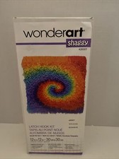 Wonderart Shaggy Latch Hook Kit Small Tie Dye Rug Mat 12"x12"