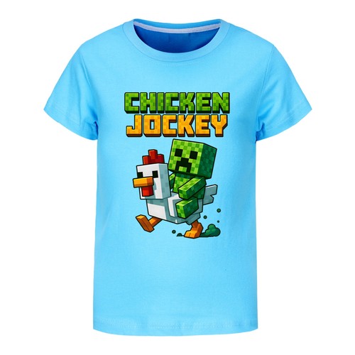Unisex Kids Funny Chicken Jockey T-Shirt Gamer Chicken Ride GameS Girls Boys Top - Picture 10 of 53