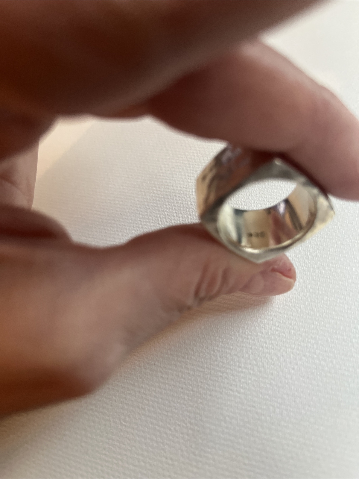 Sterling Silver Hammered Square Ring Size 6.5 - H… - image 13