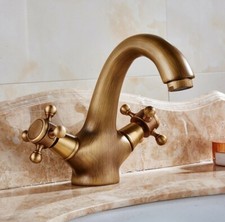 Double Handle Basin Faucet Antique Brass Bathroom Sink Hot And Cold Taps 2nf035