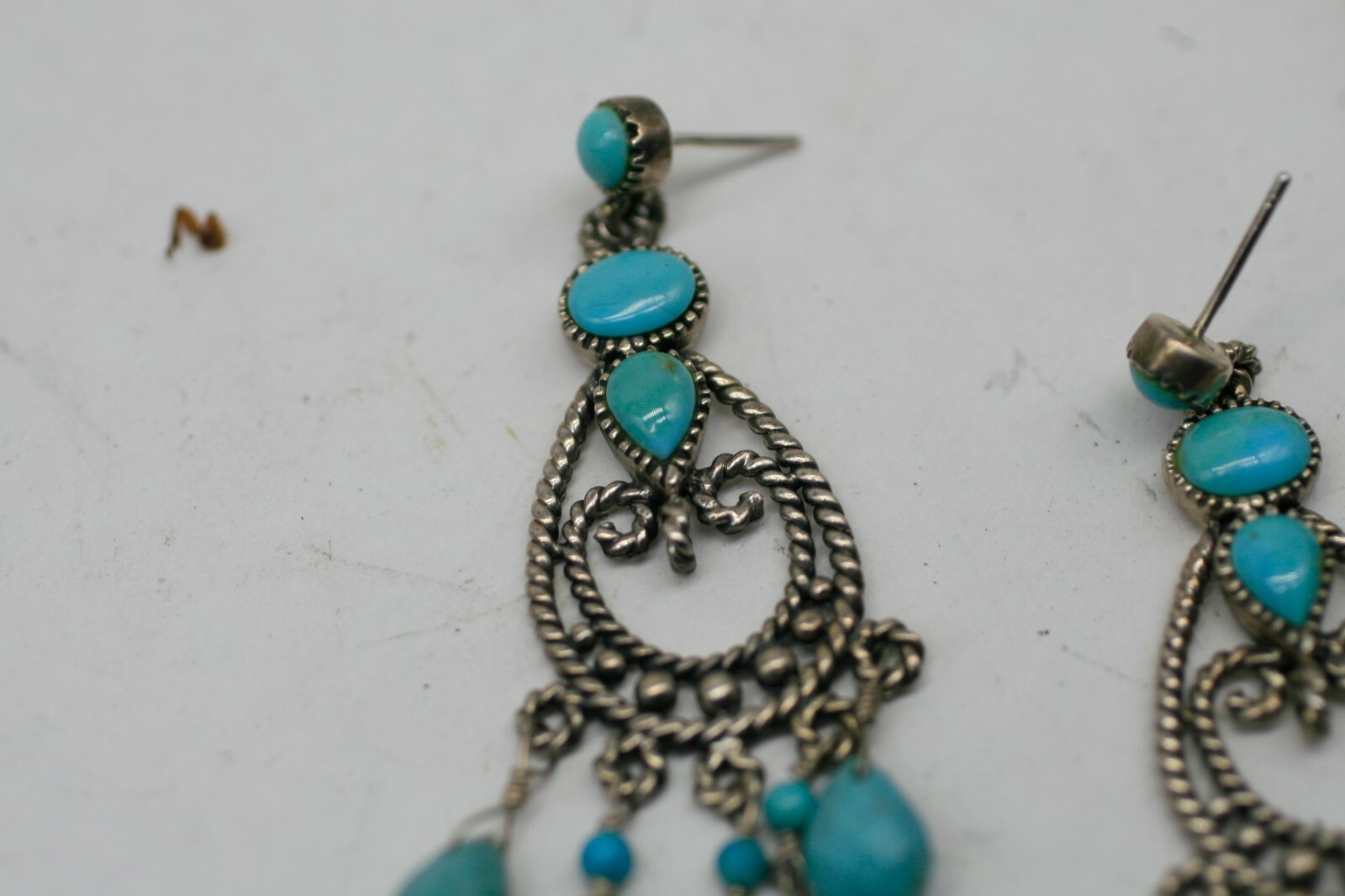 Barse large Turquoise Dangle Earrings Sterling Si… - image 4