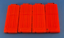 Lot Of 4 Nerf Gun Magazine 12 Round Ammo Clip Replacement Solid Orange FREE SHIP