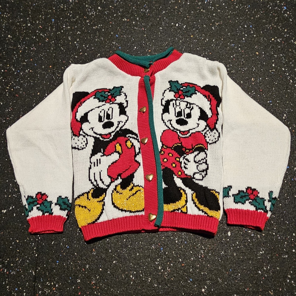 トップス OLD miki HOUSE cardigan heavy weight Vintage NWT 90's Mickey Minnie Disney Cardigan Sweater Made
