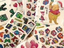 SANDYLION 5/ 5 RANDOM LOT OF STICKER SQUARES- SPARKLE, VINTAGE, GLITTER, DISNEY