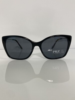 NIB Prada SPR12X 1AB5Z1 Black Cateye Polarized Woman s Sunglasses 54mm