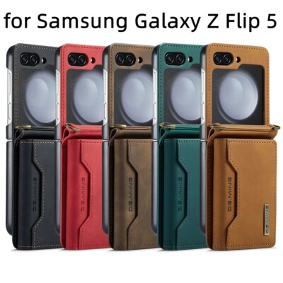 DG.Ming Crossbody Wallet Case For Samsung  Z Flip 5 4 3 Retro Leather Magnetic