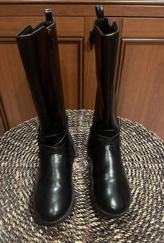 Kinder Place Mädchen hohe Stiefel schwarz mit Schnalle Größe 1 seitlicher Reißverschluss Kunstleder - Bild 11 von 18
