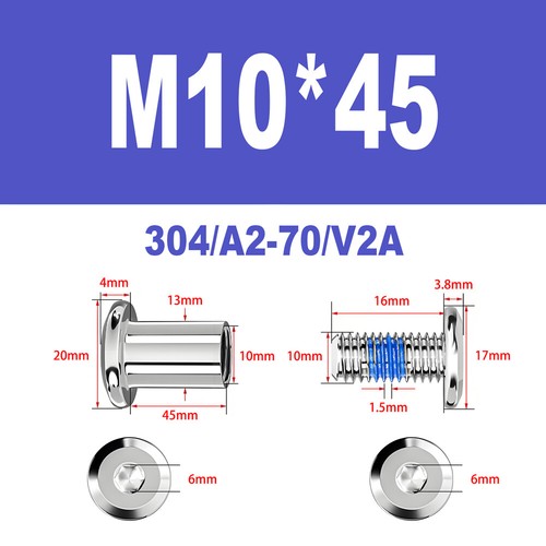 Möbelschrauben A2 V2A Hülsenschrauben M8-M10 Verbindungsschraube Möbelverbinder - Bild 29 von 32