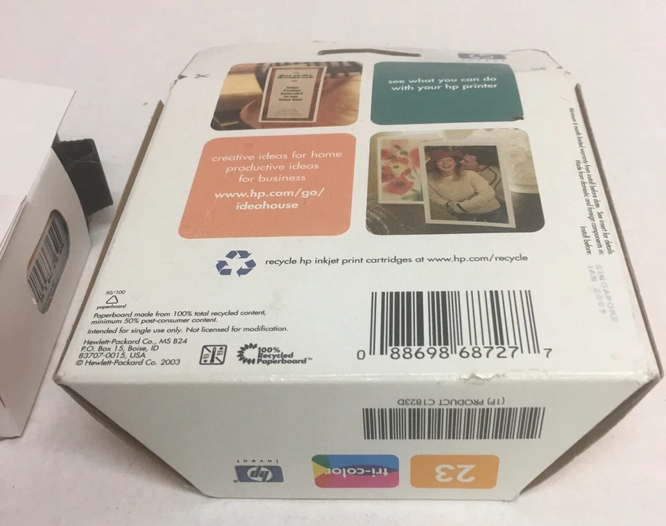 2 X HP 23 TRI COLOR INK CARTRIDGE C1823d NEW ORIGINAL GENUINE 1 SEALED - Image 3 of 3